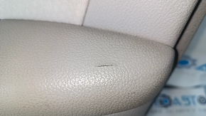 Door trim card front right Kia Optima 11-15 gray, with gray insert cloth, armrest leather, scratches, abrasions, dent, for dry cleaning, tear, cracked leather