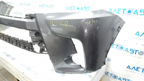 Front bare bumper Toyota Highlander 17-19 without parking sensors, graphite, tears, dented, scratches, broken fasteners