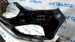 Front bare bumper Ford Edge 19 - for parking sensors, without towing hook, black, non-factory holes, rubbed
