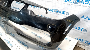 Bare front bumper BMW 3 F30 16-18 Basis, black, pressed, scratches, sand, non-factory holes