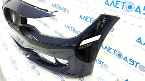 Bare front bumper BMW 3 F30 12-15 without parking sensors, without washers, blue, scratches, dented, non-factory holes