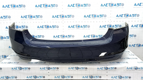 Bare rear bumper BMW 3 F30 12-15 without parking sensors, blue, dented, scratches, broken mount