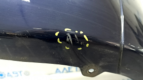 Bare rear bumper BMW 3 F30 12-15 without parking sensors, blue, dented, scratches, broken mount