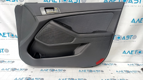 Door trim card front right Kia Optima 11-15 black, with gray insert cloth, armrest leather, scratches, abrasions, dent, scuff