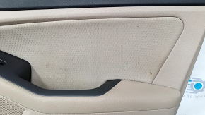 Door trim card front right Kia Optima 11-15 beige, with beige insert cloth, gray overlay, leather armrest, scratches, dent, for cleaning, bump