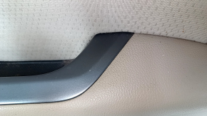 Door trim card front right Kia Optima 11-15 beige, with beige insert cloth, gray overlay, leather armrest, scratches, dent, for cleaning, bump