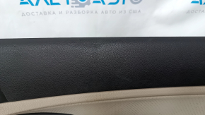 Door trim card front right Kia Optima 11-15 beige, with beige insert cloth, gray overlay, leather armrest, scratches, dent, for cleaning, bump