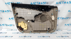 Door trim card front right Kia Optima 11-15 beige, with beige insert cloth, gray overlay, leather armrest, scratches, dent, for cleaning, bump