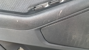 Door trim card front left Kia Optima 11-15 black, with gray insert cloth, armrest leather, scratches, dent, tear, needs cleaning
