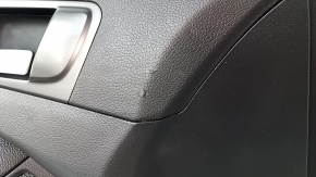 Door trim card front left Kia Optima 11-15 black, with gray insert cloth, armrest leather, scratches, dent, tear, needs cleaning