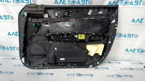 Door trim card front left Kia Optima 16- black, with black insert leather, armrest leather, scratches, dents, tear, abrasions