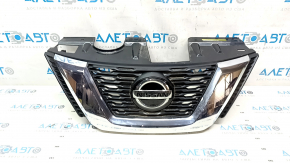 Radiator grill grill Nissan Rogue 17- under the camera, under the radar, under the round emblem, with the emblem, sand