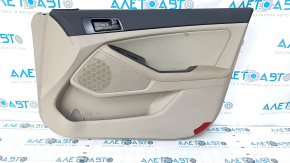 Door trim card front right Kia Optima 11-15 beige, with beige insert cloth, gray overlay, leather armrest, for cleaning, butt