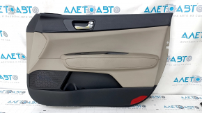 Door trim card front right Kia Optima 16- black, with beige insert leather, armrest leather, scratches. plastic turned white, butt