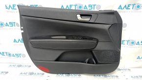 Door trim card front left Kia Optima 16- black, with black insert leather, armrest leather, scratches, dent, bump, abrasions