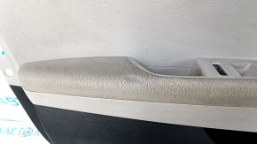 Door trim card front left Hyundai Sonata 15-17 black, with gray insert plastic, armrest leather, gray molding structure, dents, scratches, abrasions, need cleaning, cracks in fasteners
