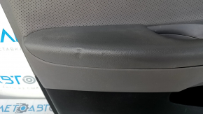Door trim card front left Hyundai Sonata 11-15 dark gray, with gray insert plastic, armrest leather, dents, scratches, abrasions