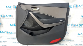 Door trim card front right Hyundai Santa FE Sport 13-18 black, with gray insert, armrest leather, butt, tears, scratches, abrasions