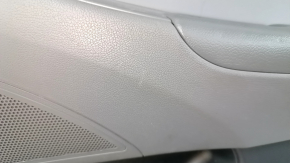 Door trim card front right Hyundai Sonata 11-15 dark gray, with gray insert, leather armrest, scuffs, scratches, bumps