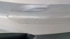 Door trim card front right Hyundai Sonata 11-15 dark gray, with gray insert, leather armrest, dents, scratches, bumps, abrasions