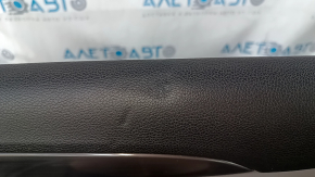 Door trim card front right Hyundai Sonata 11-15 dark gray, with gray insert, leather armrest, dents, scratches, bumps, abrasions