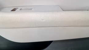 Door trim card front right Hyundai Sonata 15-17 black, with gray insert plastic, armrest leather, gray molding structure, dents, scratches, bumps