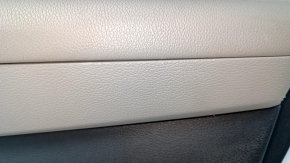 Door trim card front right Hyundai Sonata 15-17 black, with gray insert plastic, armrest leather, gray molding structure, dents, scratches, bumps