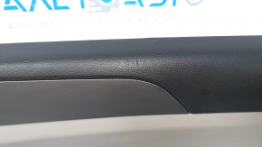 Door trim card front right Hyundai Sonata 15-17 black, with gray insert plastic, armrest leather, gray molding structure, dents, scratches, bumps