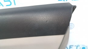 Door trim card front right Hyundai Sonata 15-17 black, with gray insert plastic, armrest leather, gray molding structure, dents, scratches, bumps