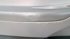 Door trim card front left Hyundai Sonata 11-15 dark gray, with gray insert plastic, armrest leather, dark gray molding structure, scratches, abrasions, dents