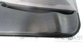 Door trim card front left Hyundai Sonata 11-15 dark gray, with gray insert plastic, armrest leather, dark gray molding structure, scratches, abrasions, dents