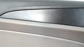 Door trim card front left Hyundai Sonata 11-15 dark gray, with gray insert plastic, armrest leather, dark gray molding structure, scratches, abrasions, dents