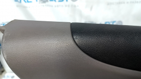 Door trim card front left Hyundai Sonata 11-15 dark gray, with gray insert plastic, armrest leather, dark gray molding structure, scratches, abrasions, dents