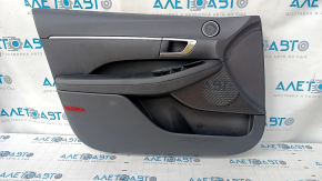 Door trim card front left Hyundai Sonata 20- black, armrest leather, under the tweeter, scratches, abrasions, dent, missing fastener