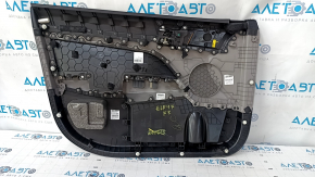 Door trim card front right Hyundai Elantra AD 17-18 black, with gray insert cloth, armrest leather, scratches, abrasions, need cleaning, dents