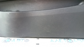 Door trim card front right Hyundai Sonata 11-15 dark gray, with gray insert, leather armrest, scuffs, scratches, dent, scuff