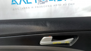 Door trim card front left Hyundai Sonata 11-15 dark gray, with gray insert plastic, armrest leather, dark gray molding structure, without overlay, scratches, abrasions, dent, bump