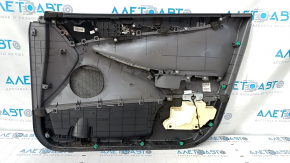 Door trim card front left Hyundai Sonata 11-15 dark gray, with gray insert plastic, armrest leather, dark gray molding structure, without overlay, scratches, abrasions, dent, bump