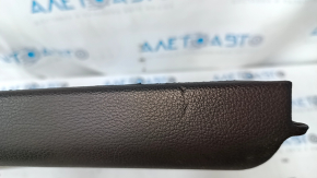 Door trim card front right Hyundai Sonata 15-17 black, with gray insert plastic, armrest leather, gray molding structure, dents, bumps, cracks in fasteners