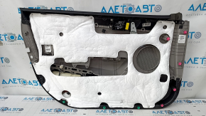 Door trim card front right Hyundai Sonata 15-17 black, with gray insert plastic, armrest leather, gray molding structure, dents, bumps, cracks in fasteners