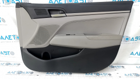 Door trim card front right Hyundai Elantra AD 17-18 black, with gray insert cloth, armrest leather, scratches, abrasions, for cleaning