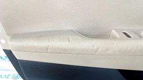 Door trim card front left Hyundai Sonata 15-19 black, with beige insert leather, armrest leather, gray molding structure, dents, scratches, abrasions, cracks in fasteners