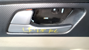 Door trim card front left Hyundai Sonata 15-19 black, with beige insert leather, armrest leather, gray molding structure, dents, scratches, abrasions, cracks in fasteners