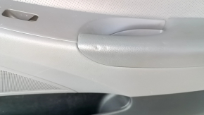 Door trim card front right Hyundai Sonata 11-15 dark gray, with gray insert, leather armrest, scuffs, scratches, bumps, dents