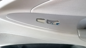 Door trim card front right Hyundai Sonata 11-15 dark gray, with gray insert, leather armrest, scuffs, scratches, bumps, dents