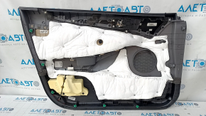 Door trim card front right Hyundai Sonata 11-15 dark gray, with gray insert, leather armrest, scuffs, scratches, bumps, dents