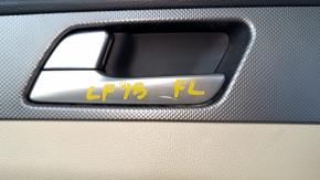 Door trim card front left Hyundai Sonata 15-19 black, with beige insert leather, armrest leather, gray molding structure, dents, scratches