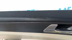 Door trim card front left Hyundai Sonata 15-19 black, with beige insert leather, armrest leather, gray molding structure, dents, scratches