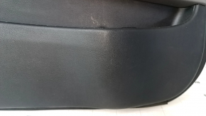 Door trim card front left Hyundai Sonata 11-15 dark gray, with gray insert plastic, armrest leather, dark gray molding structure, scratches, dents, abrasions, broken fasteners