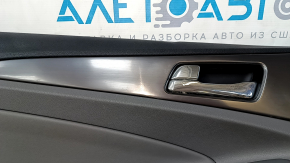 Door trim card front left Hyundai Sonata 11-15 dark gray, with gray insert plastic, armrest leather, dark gray molding structure, scratches, dents, abrasions, broken fasteners
